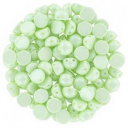 Czech 2-hole Cabochon beads 6mm Alabaster Pastel Green